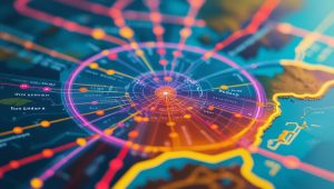 Rutas y cobertura de transporte con frecuencias y tiempos estimados